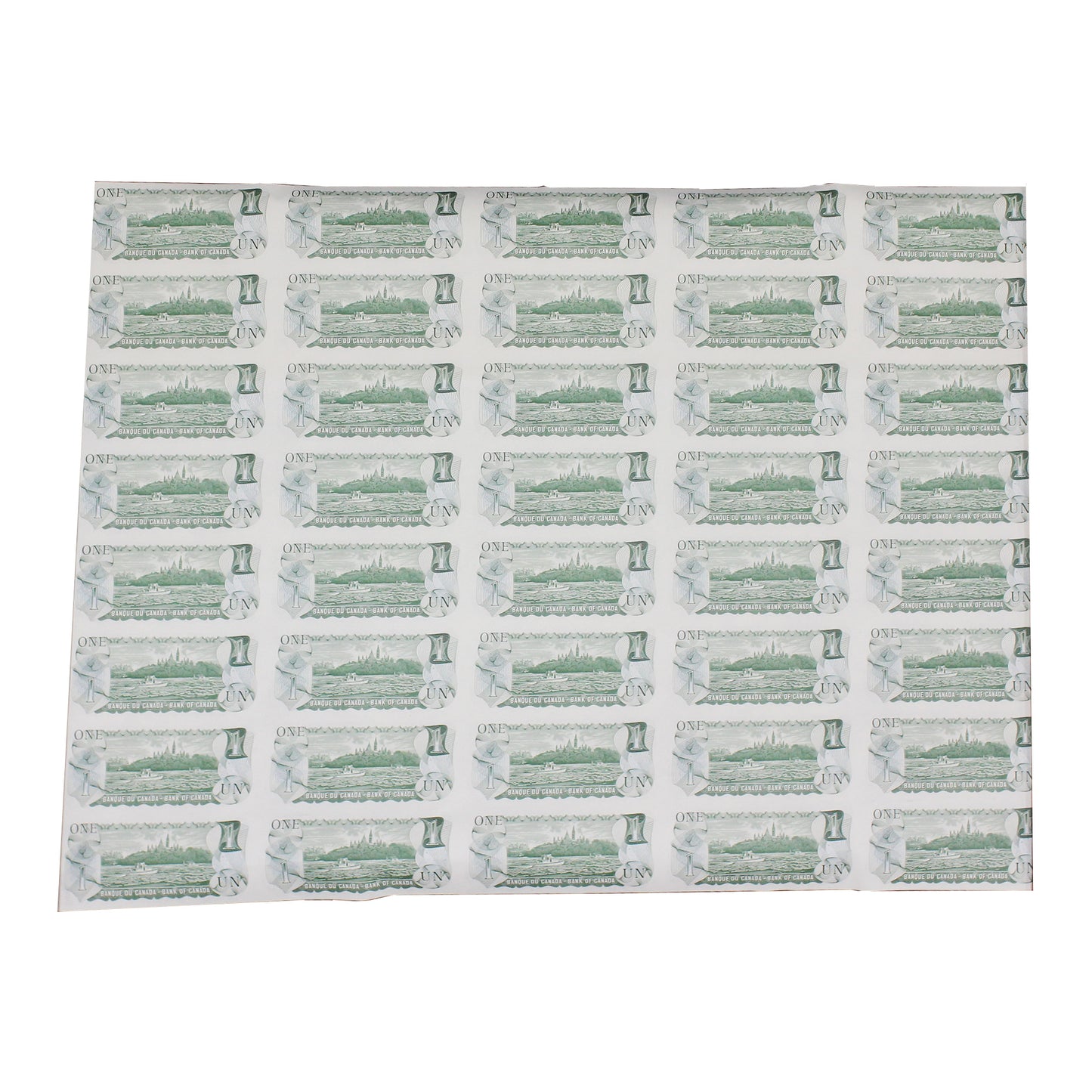 1973 Canada $1 BFL Prefix Uncut Sheet of 40 Notes - 5x8 Format (Ruffled Edges)