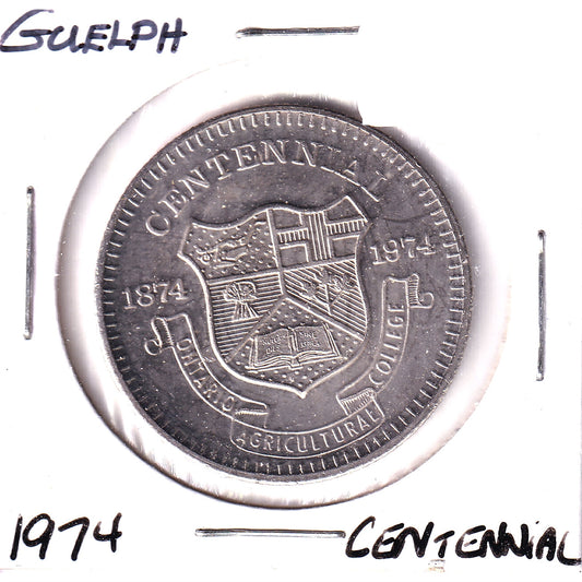 1974 Guelph, ON, Centennial Dollar Trade Token: Ontario Agricultural College