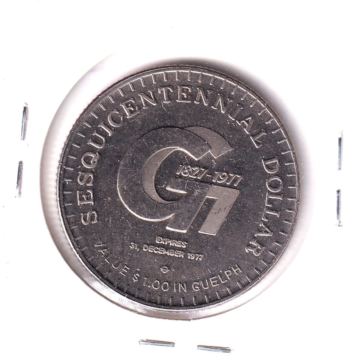 1977 Guelph, ON, Sesquicentennial Dollar Trade Token