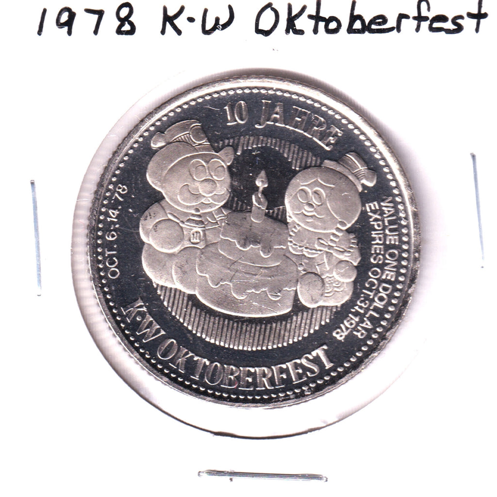 1978 Kitchener-Waterloo Oktoberfest 10th Anniversary Trade Dollar Token