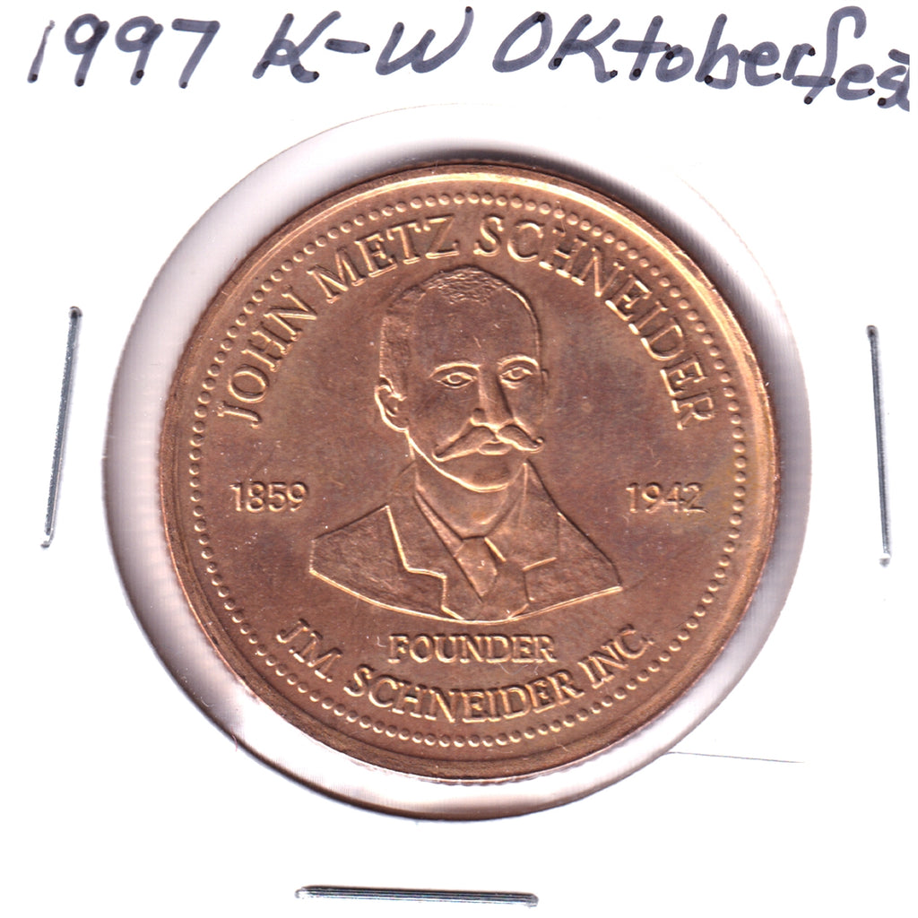 1997 Kitchener-Waterloo Oktoberfest $2 Trade Token: John Metz Schneider