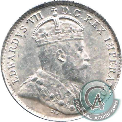 1910 Pointed Leaves Canada 5-cents AU-UNC (AU-55) $