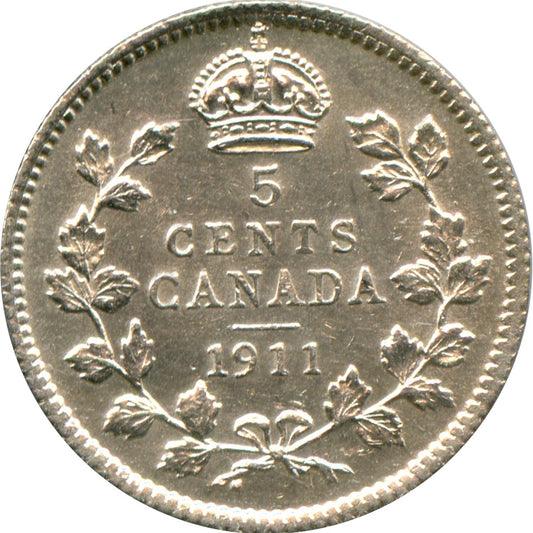 1911 Canada 5-cents AU-UNC (AU-55) $