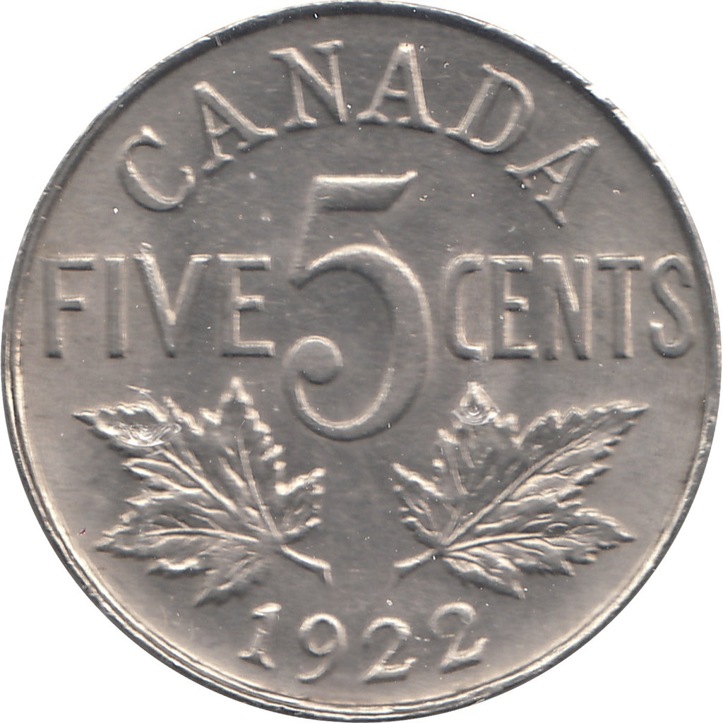 1922 Far Rim Canada 5-cents AU-UNC (AU-55) $