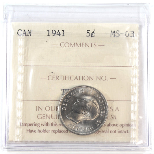 1941 Canada 5-cents ICCS Certified MS-63