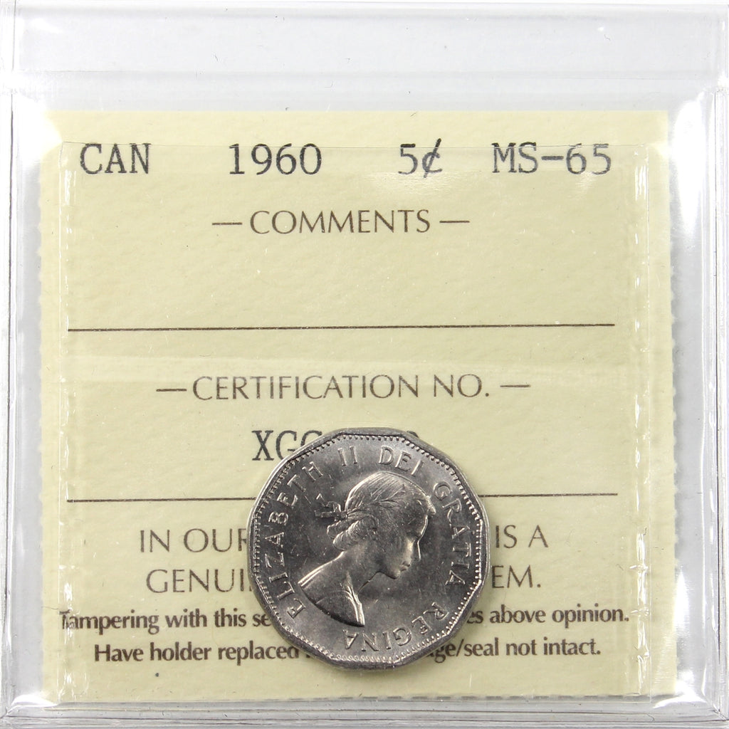 1960 Canada 5-cents ICCS Certified MS-65