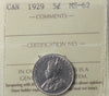 1929 Canada 5-cents ICCS Certified MS-62