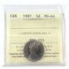 1987 Canada 5-cents ICCS Certified MS-64