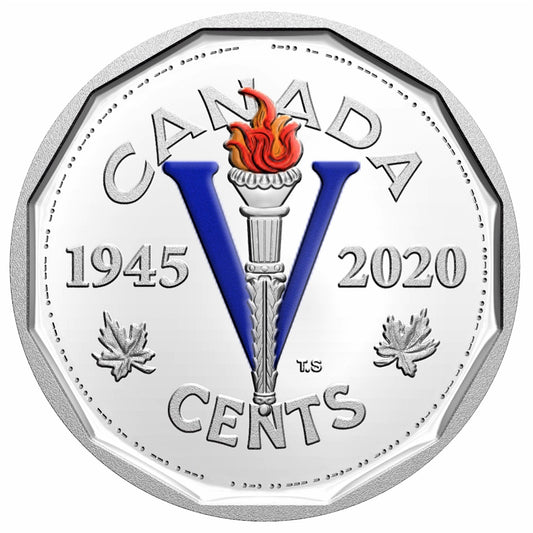 2020 Coloured Victory Canada 5-cents Silver Proof (No Tax) $