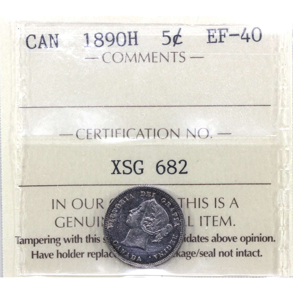 1890H Canada 5-cents ICCS Certified EF-40