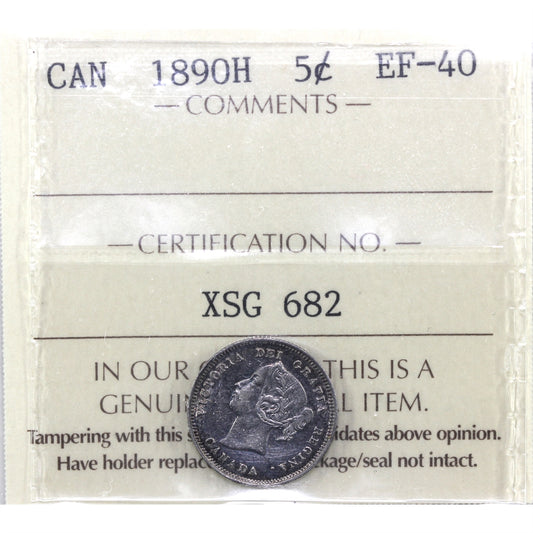 1890H Canada 5-cents ICCS Certified EF-40