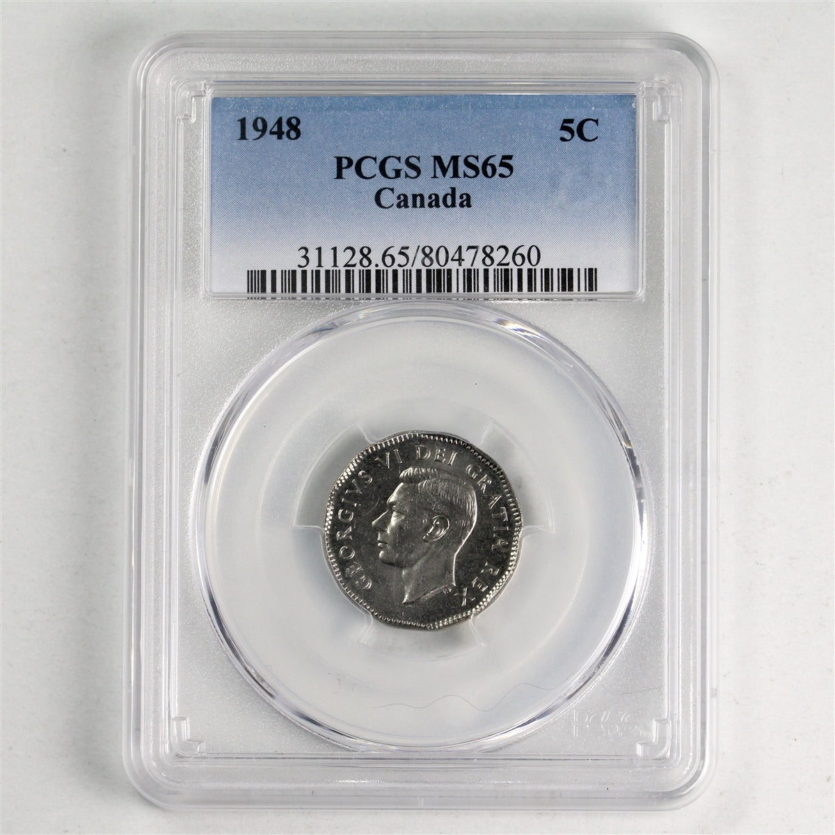 1948 Canada 5-cents PCGS Certified MS-65