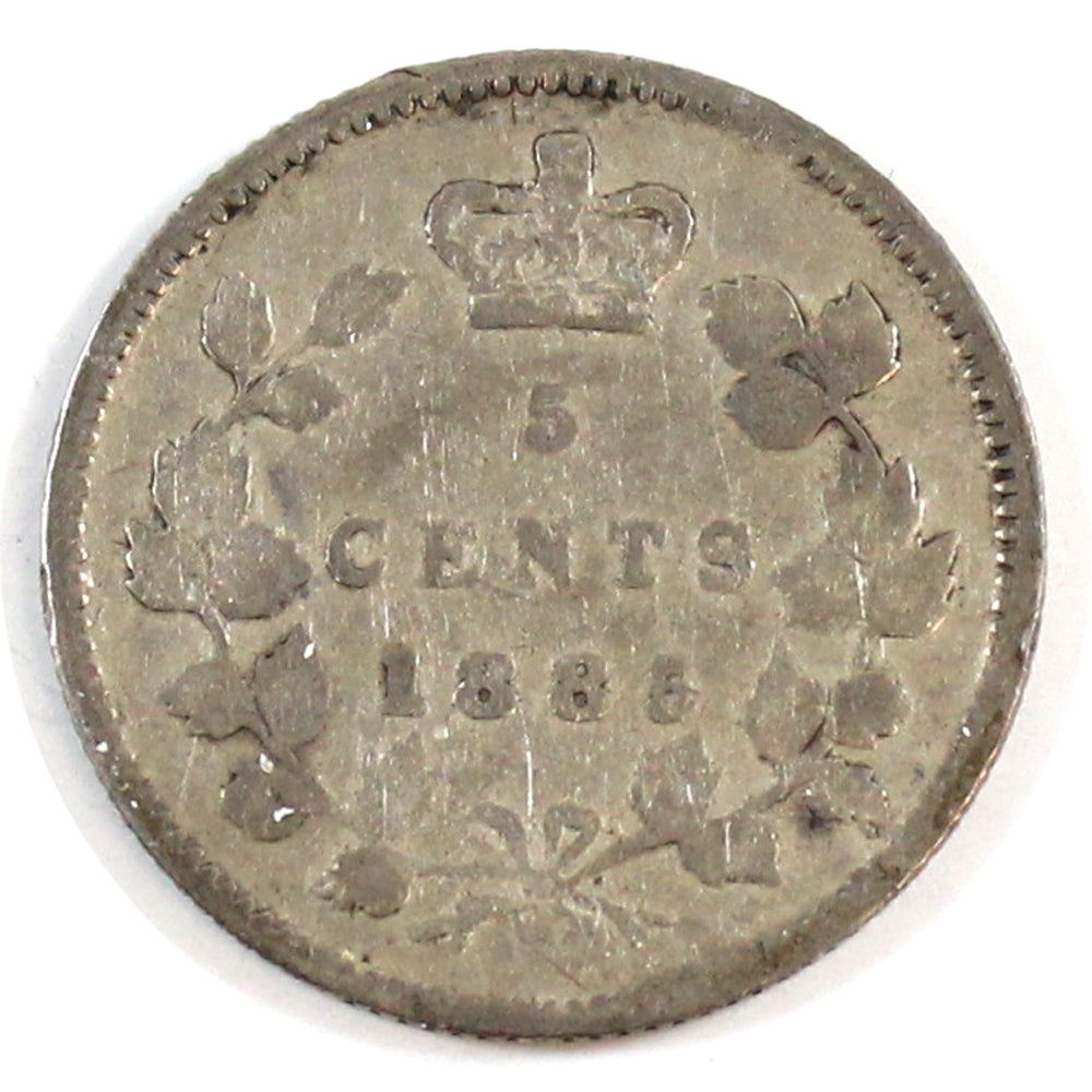 1885 Small 5 Over 5 Canada 5-cents Very Good (VG-8) $