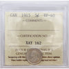 1915 Canada 5-cents ICCS Certified EF-40