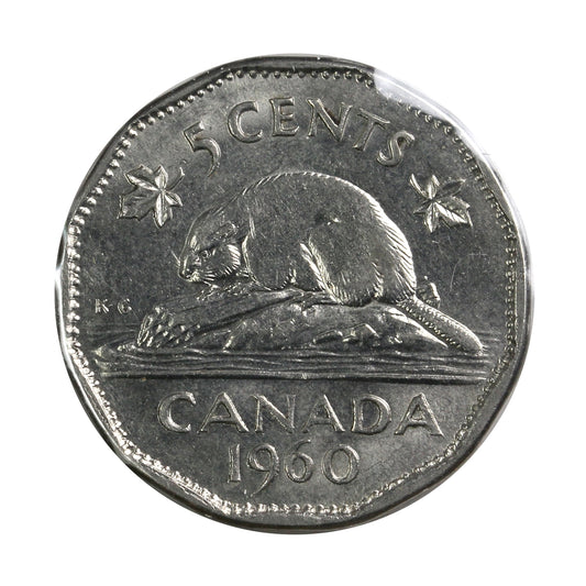 1960 Bald Beaver Canada 5-cents Extra Fine (EF-40)