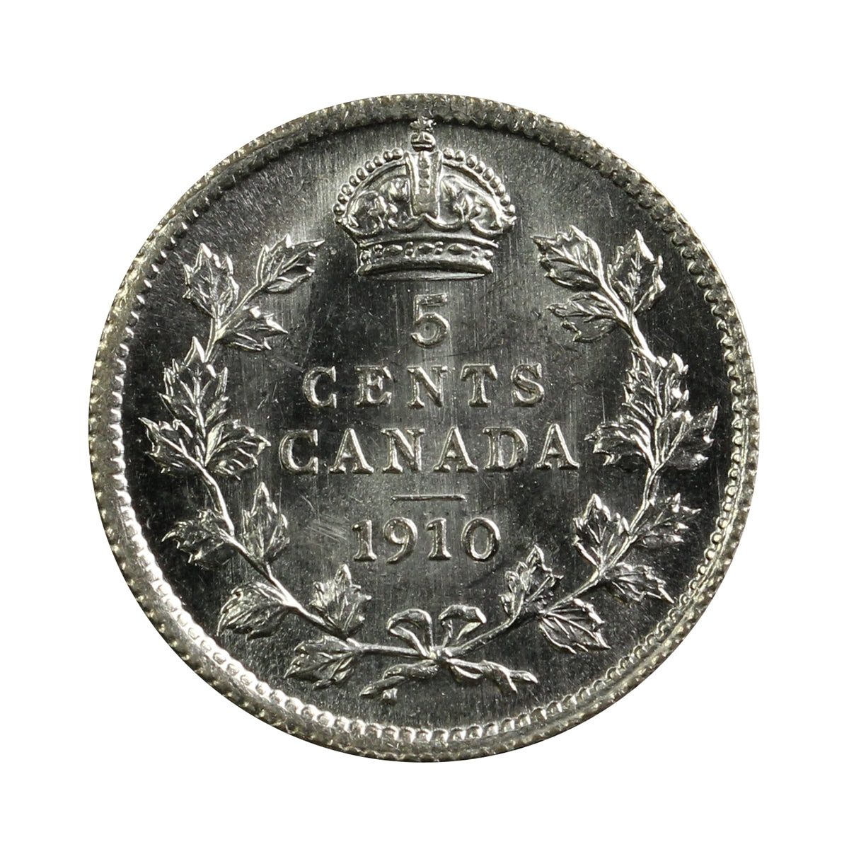 1910 Pointed Leaves Canada 5-cents Brilliant Uncirculated (MS-63) $