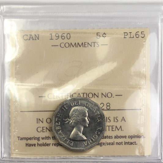 1960 Canada 5-cents ICCS Certified PL-65