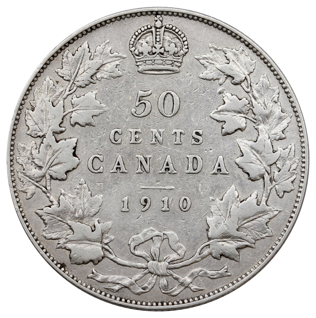 1910 Edwardian Leaves Canada 50-cents Very Fine (VF-20) $