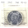 1942 Canada 50-cents ICCS Certified MS-63