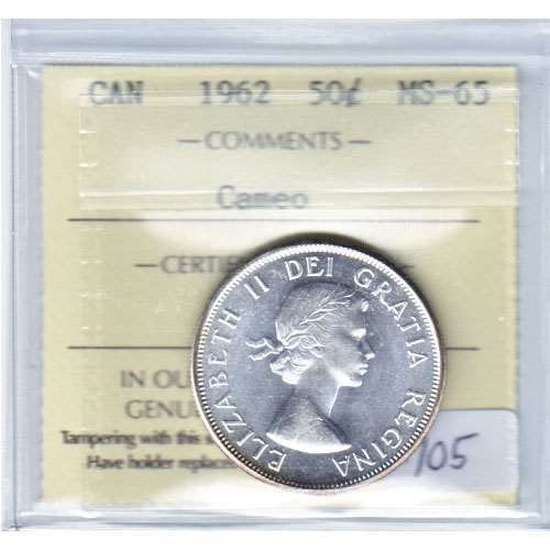 1962 Canada 50-cents ICCS Certified MS-65