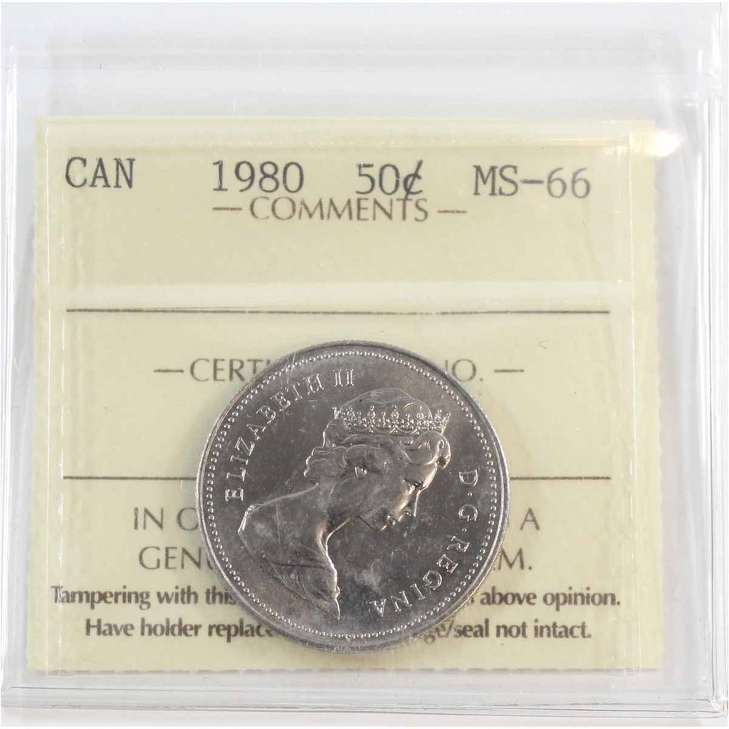 1980 Canada 50-cents ICCS Certified MS-66