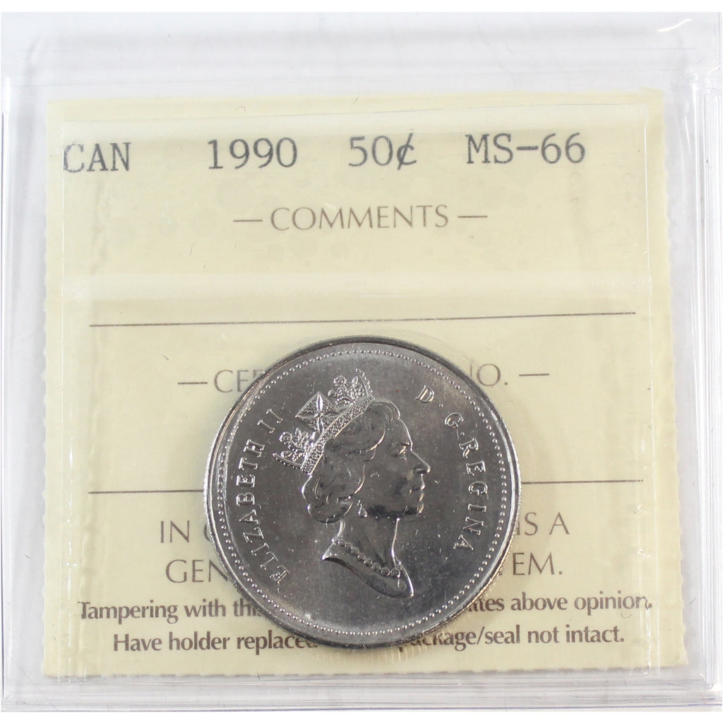 1990 Canada 50-cents ICCS Certified MS-66