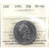 1991 Canada 50-cents ICCS Certified MS-66