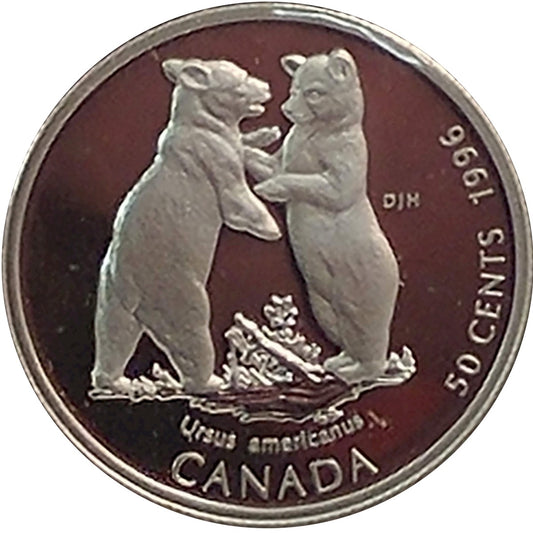 1996 Canada Black Bear Cubs 50-cents Silver Proof_