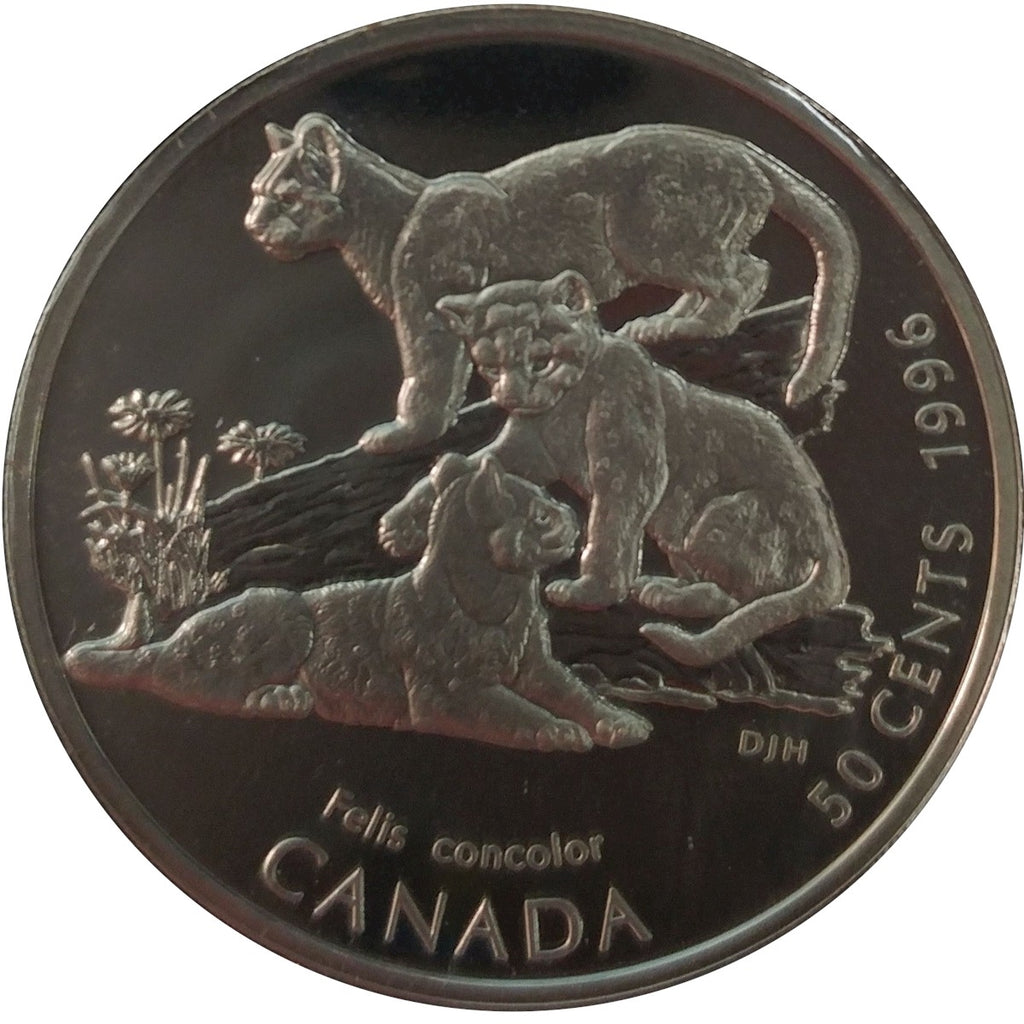 1996 Canada Cougar Kittens 50-cents Silver Proof_