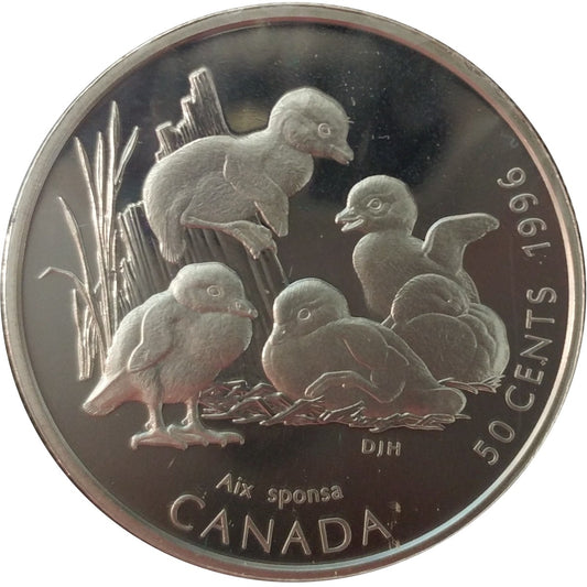 1996 Canada Wood Ducklings 50-cents Silver Proof_