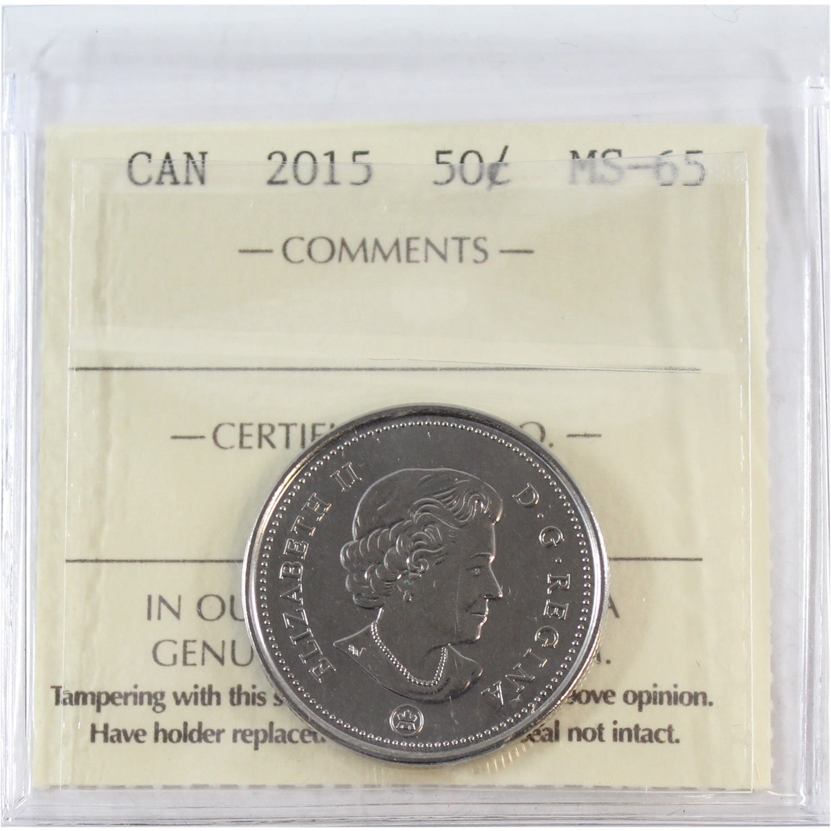 2015 Canada 50-cents ICCS Certified MS-65