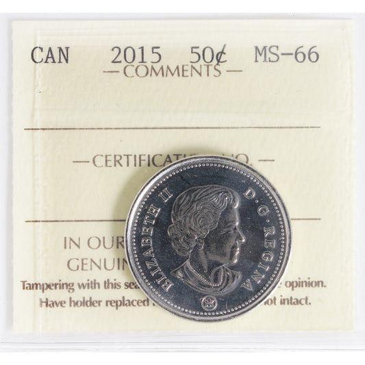 2015 Canada 50-cents ICCS Certified MS-66