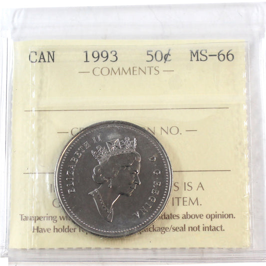 1993 Canada 50-cents ICCS Certified MS-66