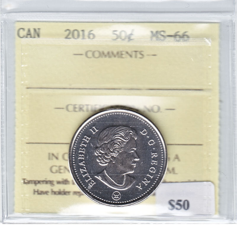 2016 Canada 50-cents ICCS Certified MS-66