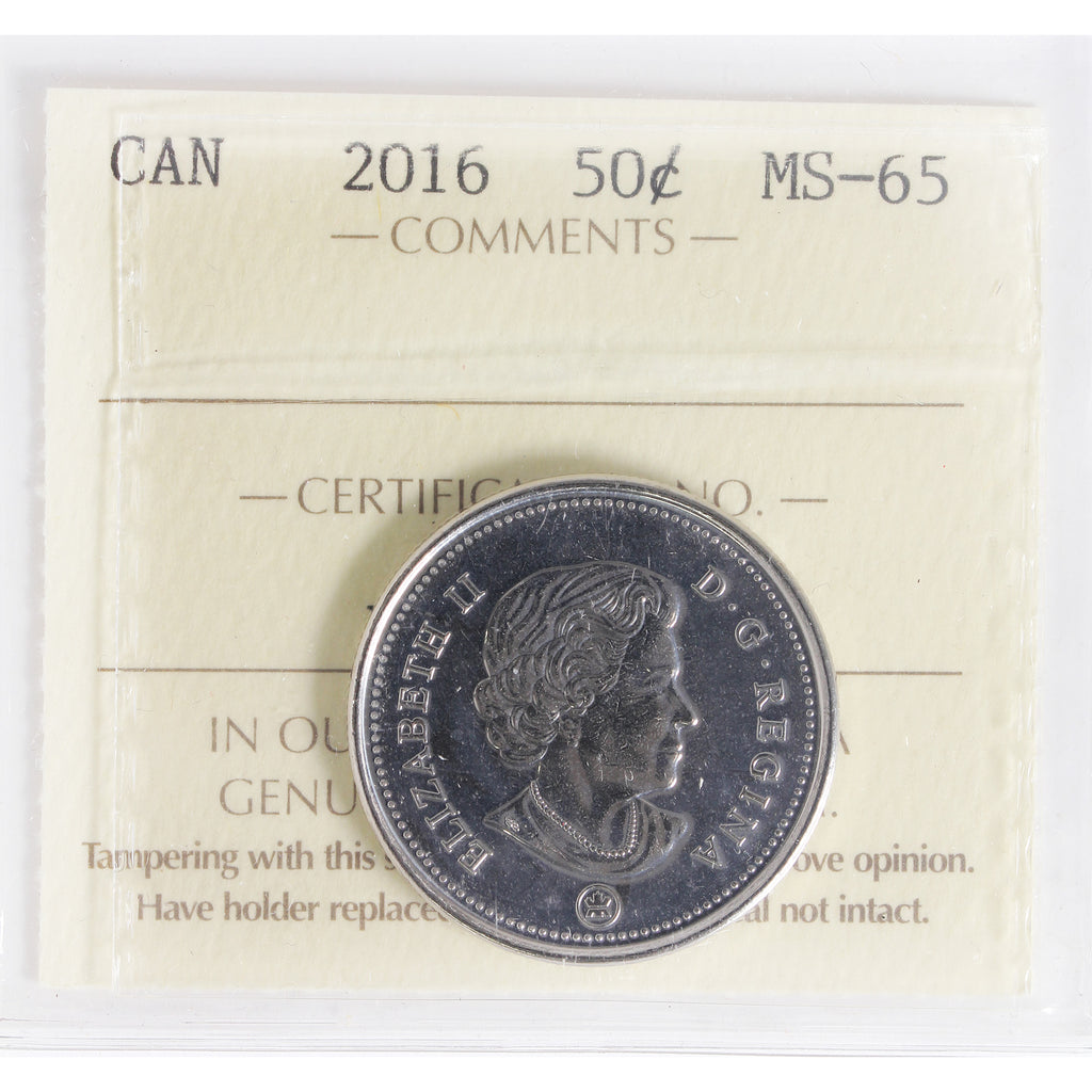 2016 Canada 50-cents ICCS Certified MS-65