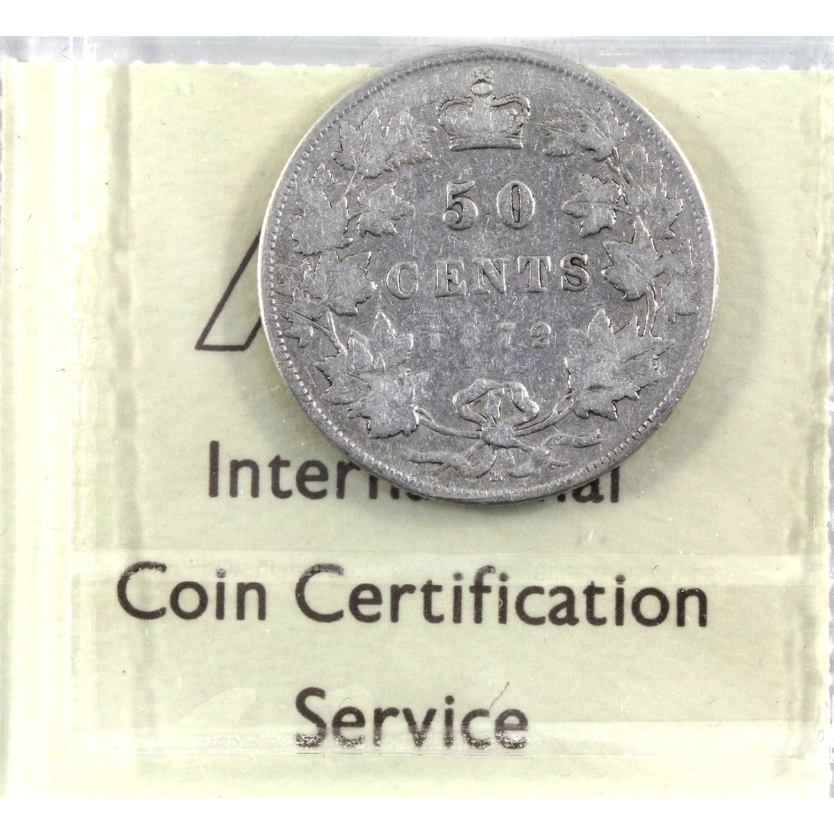 1872H Canada 50-cents ICCS Certified G-6