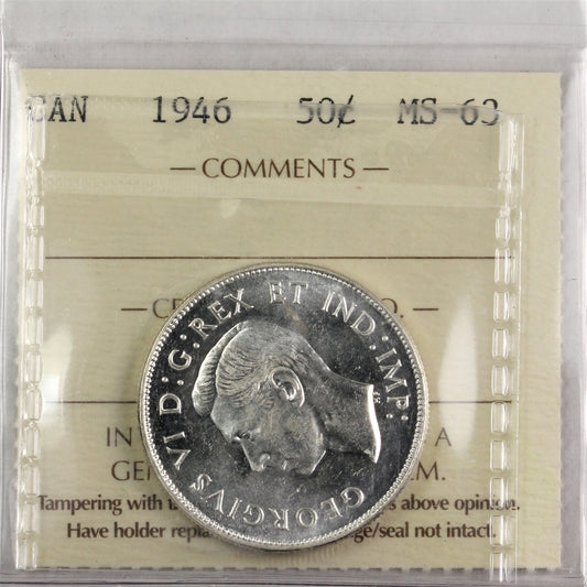 1946 Canada 50-cents ICCS Certified MS-63 (GM 403)