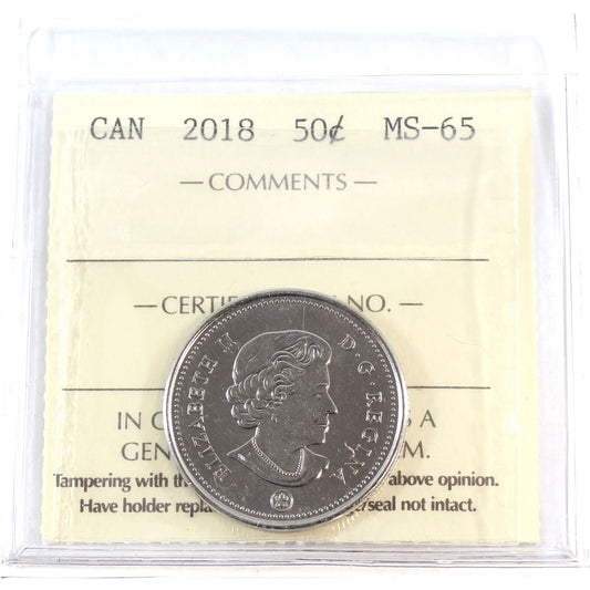 2018 Canada 50-cents ICCS Certified MS-65