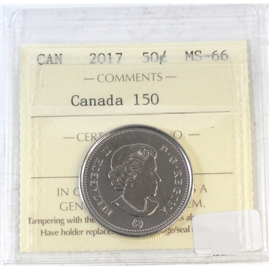 2017 Canada 150th 50-cents ICCS Certified MS-66