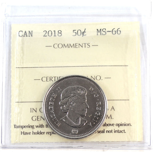 2018 Canada 50-cents ICCS Certified MS-66