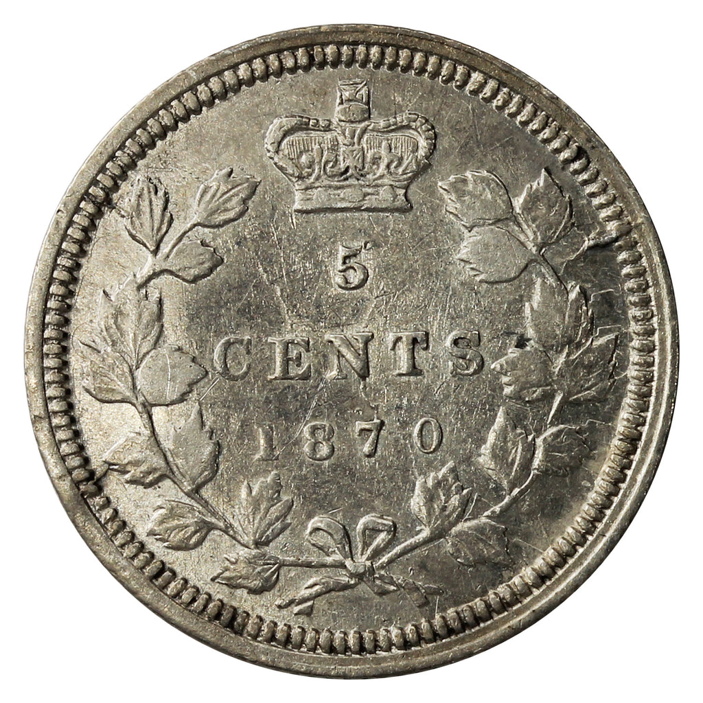 1870 Wide Rim Canada 5-cents Extra Fine (EF-40) $