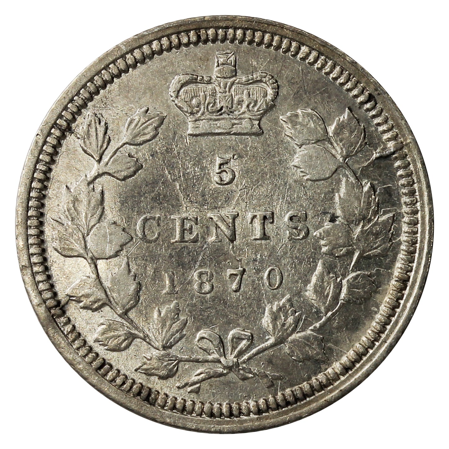 1870 Wide Rim Canada 5-cents Extra Fine (EF-40) $