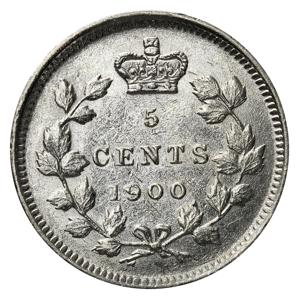 1900 Round 0's Canada 5-cents Extra Fine (EF-40) $