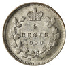 1900 Round 0's Canada 5-cents EF-AU (EF-45) $