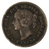 1885 Small 5 Over 5 Canada 5-cents Fine (F-12) $