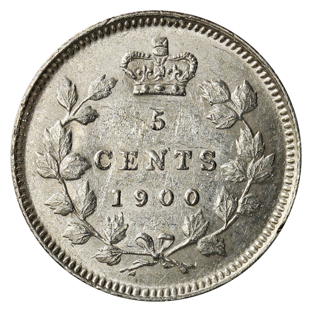 1900 Oval 0's Canada 5-cents Almost Uncirculated (AU-50) $