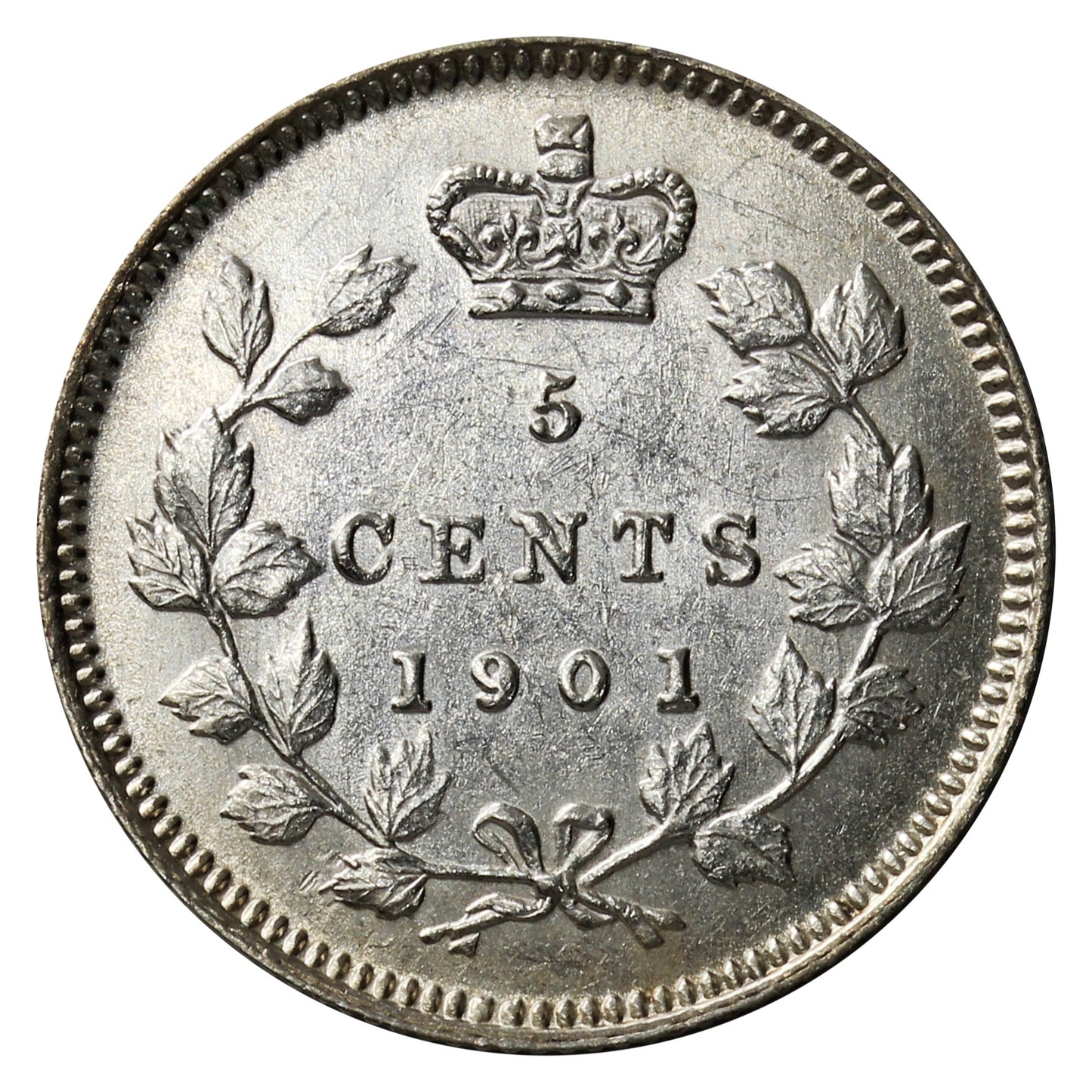 1901 Canada 5-cents Almost Uncirculated (AU-50) $