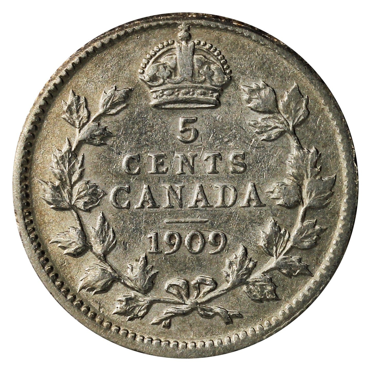 1909 Pointed Leaves Canada 5-cents VF-EF (VF-30) $