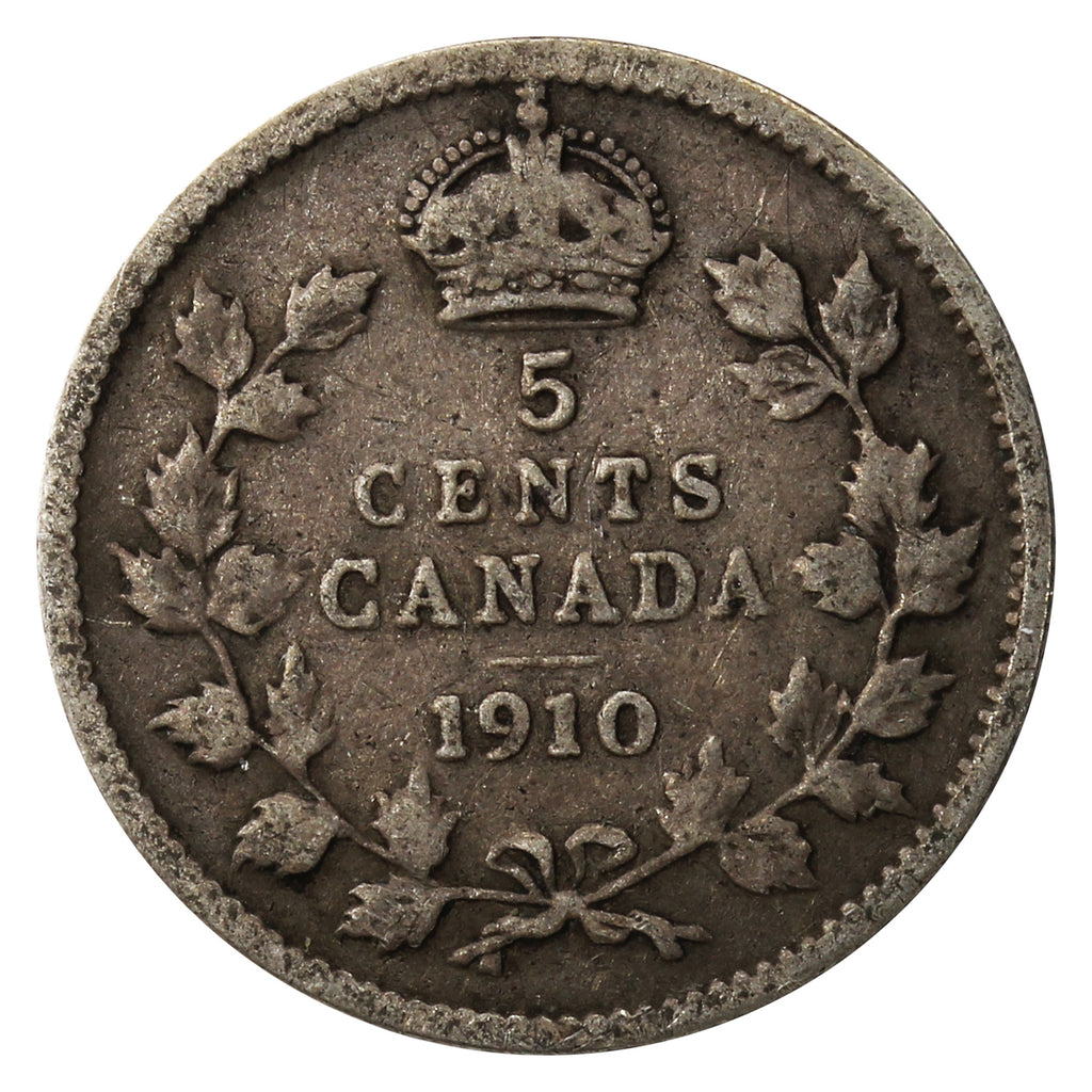 1910 Pointed Leaves Canada 5-cents Very Good (VG-8)