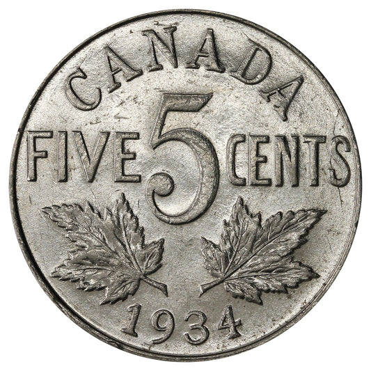 1934 Canada 5-cents Uncirculated (MS-60) $